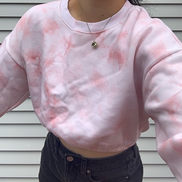 Fleece Tie Dye Long Sleeve Cinched Crewneck - Picture 2 of 5